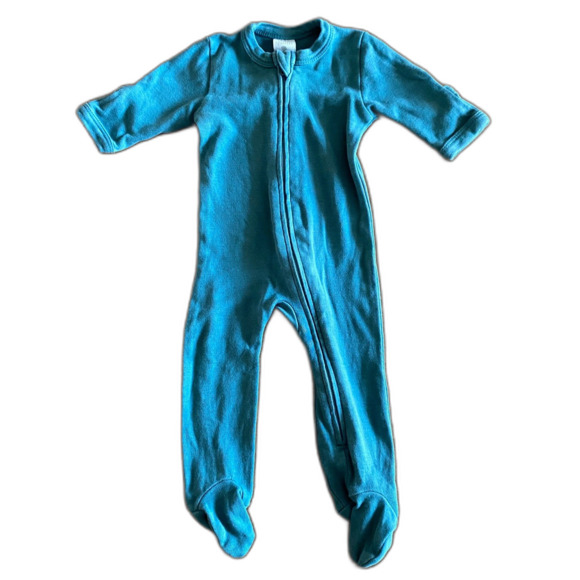 Kate Quinn Solid Teal Footed Sleeper/Romper Newborn - Picture 1 of 8
